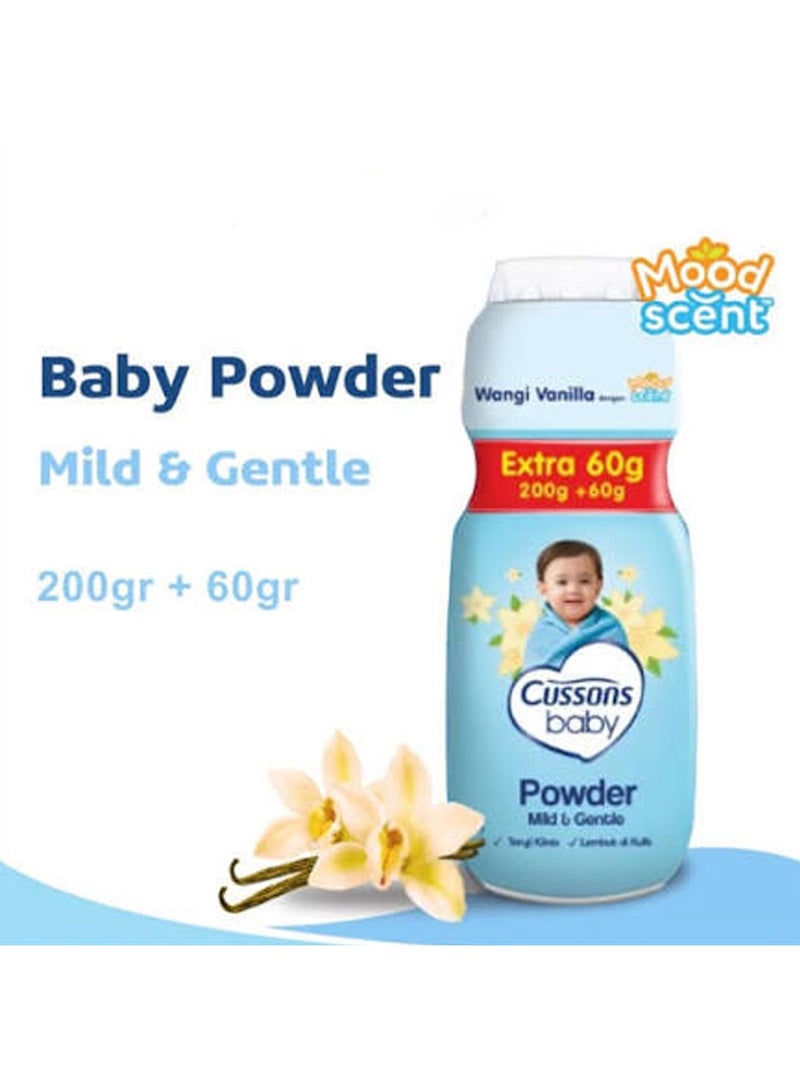 Cussons Baby Powder – Mild & Gentle, 200g + 60g
