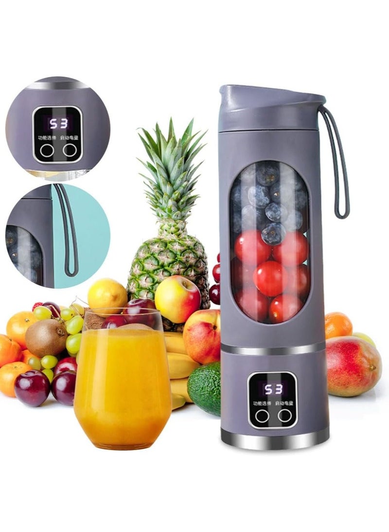 AROAQ 450ml Portable Blender, USB Charging Personal Shakes Smoothie Blender, Upgraded 12 Blades, LCD Display Mini Handheld Juicer for Travel, Gym Home Office - Image 4