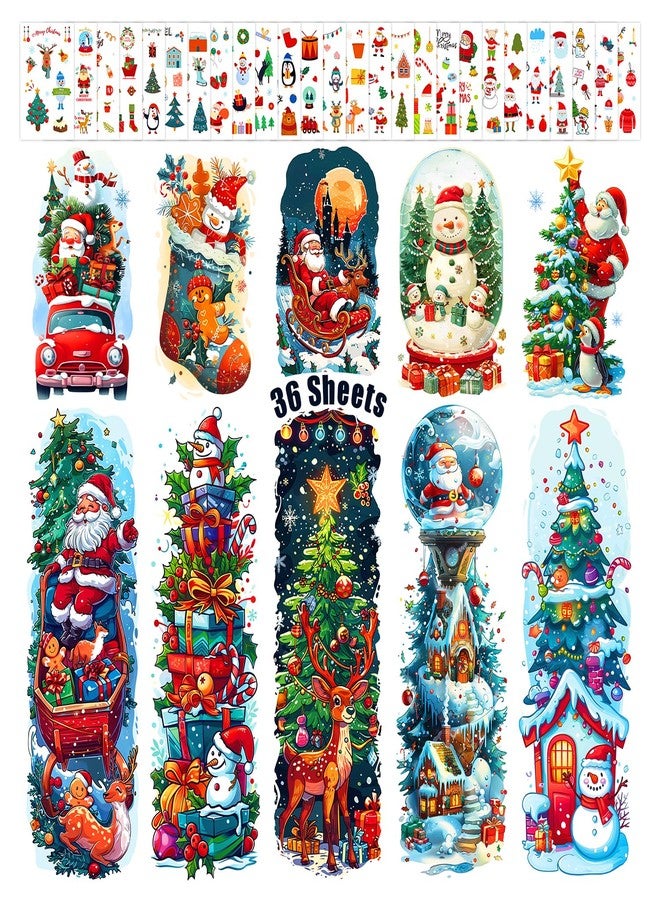 Leesgel 36 Sheets Christmas Full Arm Temporary Tattoos for Kids, 10Pcs Snowy Santa Claus Deer Sleeve Fake Tattoos, 320 Styles Christmas Themed Party Tattoos Stickers for Boys Girls - Image 1