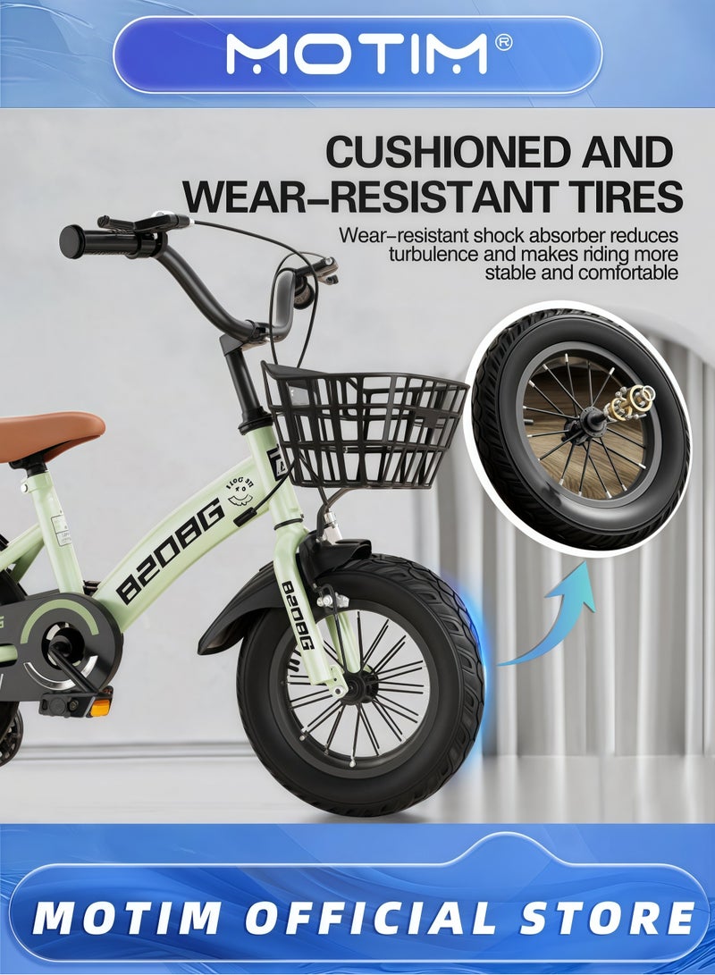 Motim Kids Road Bike for 4-7 Years Old Boys and Girls Adjustable Seat Handbrake Mudguards Backseat 16 Inch Bicycle with Training Wheels Gift for Kids - Image 3