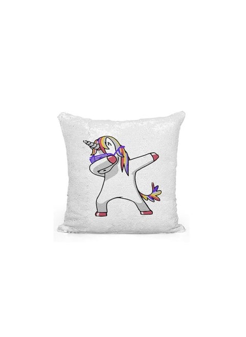 Dancing Unicorn Funny Witty Mood Sequin Magic Flip Throw Pillow