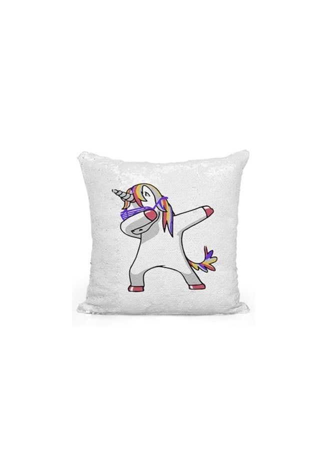 Generic - Dancing Unicorn Funny Witty Mood Sequin Magic Flip Throw Pillow - Image 1