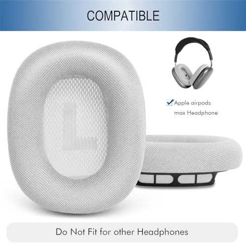 GEVO Upgraded Ear Cushions Replacement Earpads for Apple AirPods Max Headphones, Mesh Fabric Ear Pads Cover with Memory Foam and Magnet for AirPods Max (White) - Image 2