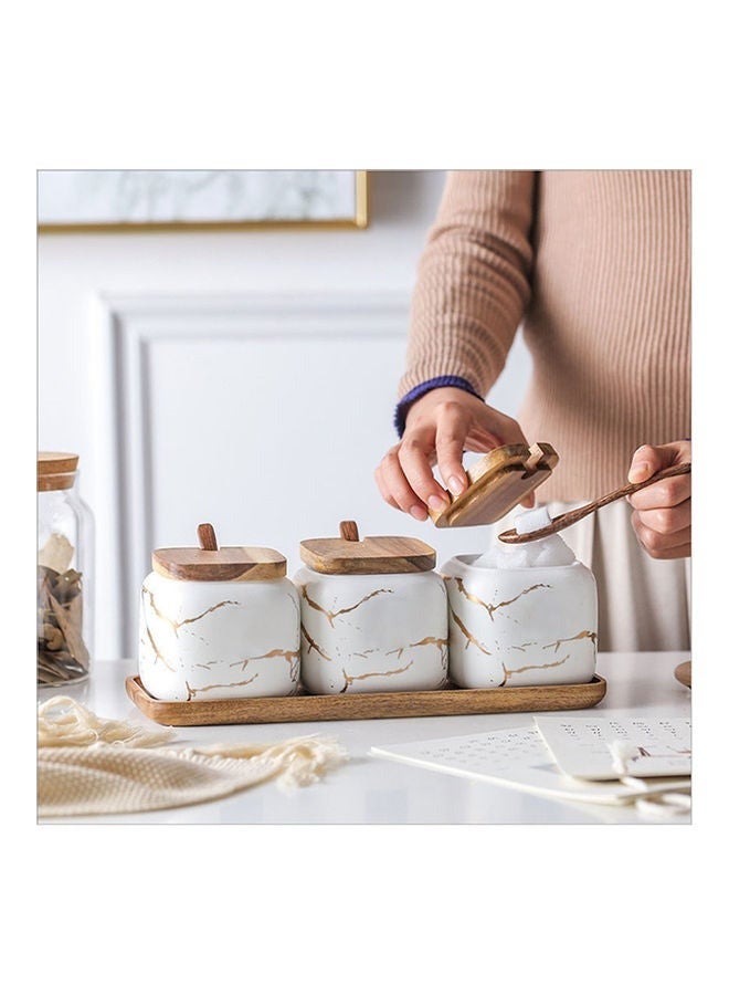 بيوينتي ثلاث قطع من جرار التوابل مع وايت 360 مل - Image 3