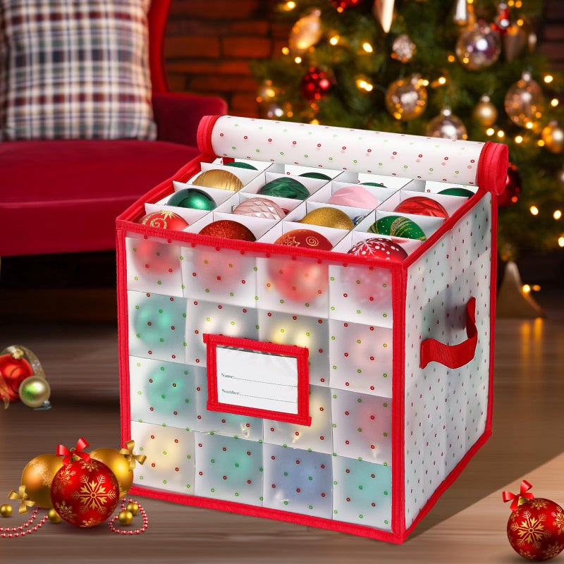 BIEBOS Christmas Tree Ball Organizer Ornament Storage Containersï¼ŒOrnament Storage Box Hard Plastic Containers That Store Up To 64 Holiday Ornaments - Image 2