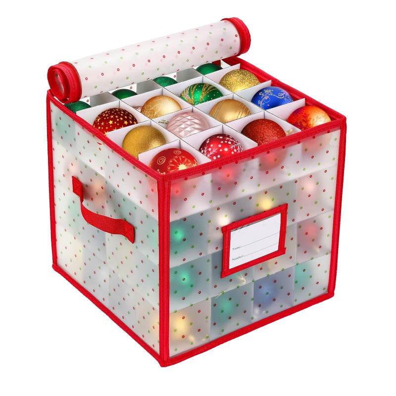 BIEBOS Christmas Tree Ball Organizer Ornament Storage Containersï¼ŒOrnament Storage Box Hard Plastic Containers That Store Up To 64 Holiday Ornaments - Image 1