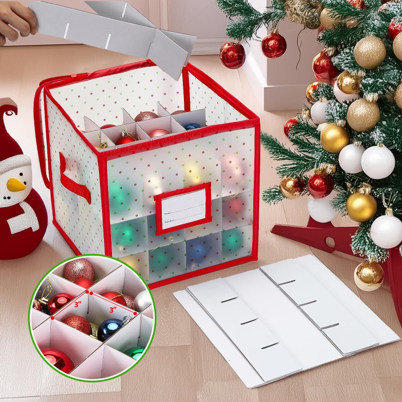 BIEBOS Christmas Tree Ball Organizer Ornament Storage Containersï¼ŒOrnament Storage Box Hard Plastic Containers That Store Up To 64 Holiday Ornaments - Image 4