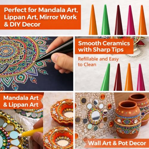 Ditya Crafts Multicolor Ceramic Cones Fabric Glue Cone (Liquid Paste) for Arts & Crafts and Decorative Purposes, Pack of 10 Cones Plain Color Concentrate - Image 3
