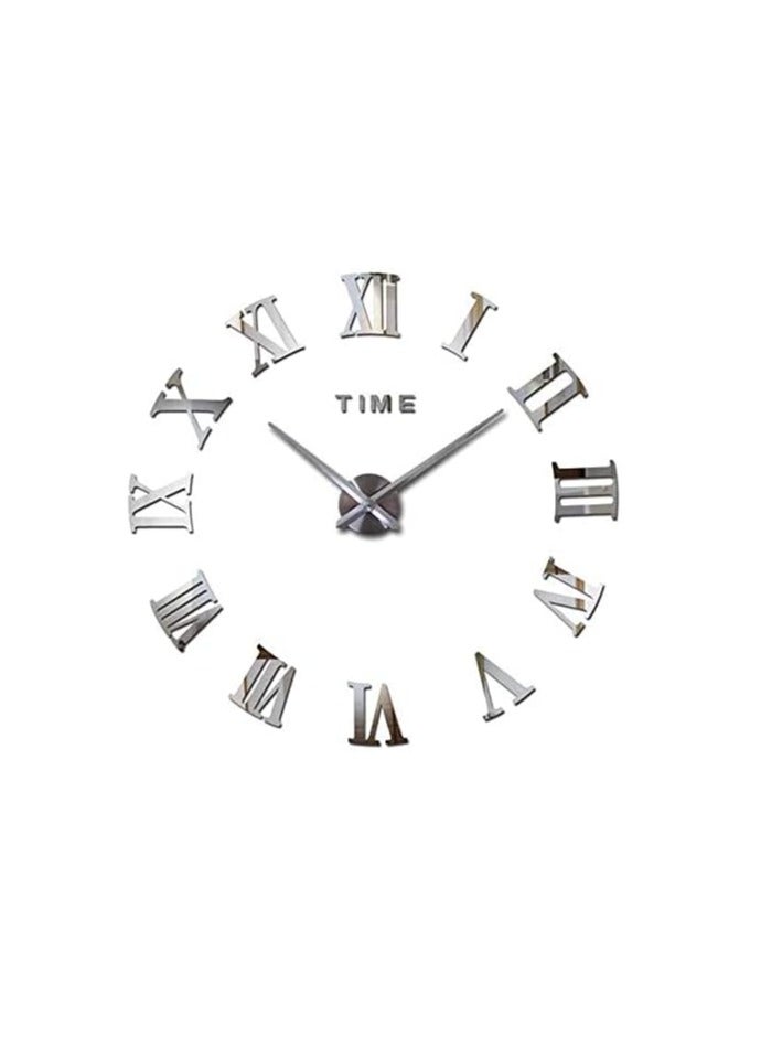 FFD Diy Frameless 3D Mirror Sticker Wall Clock, Silver - Image 1