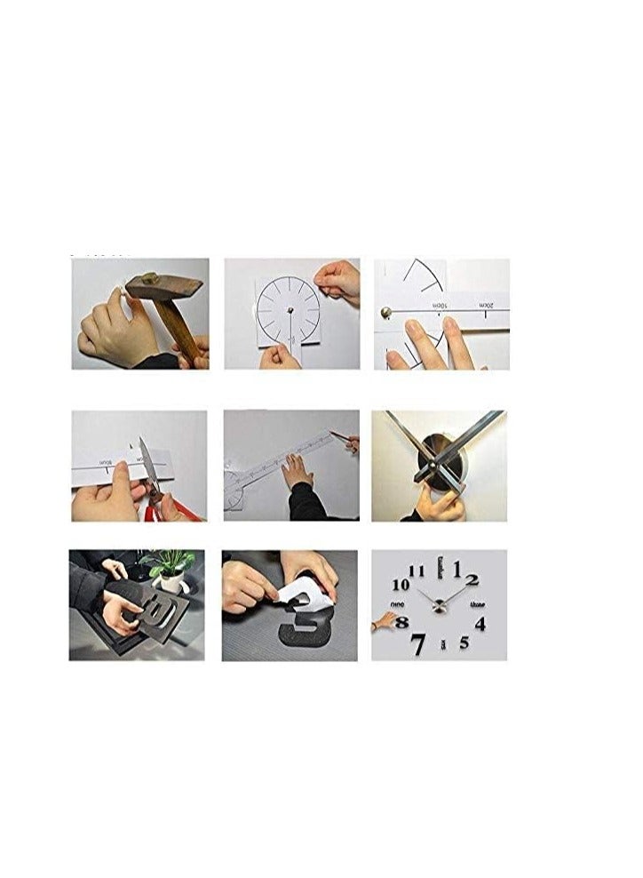 FFD Diy Frameless 3D Mirror Sticker Wall Clock, Silver - Image 4