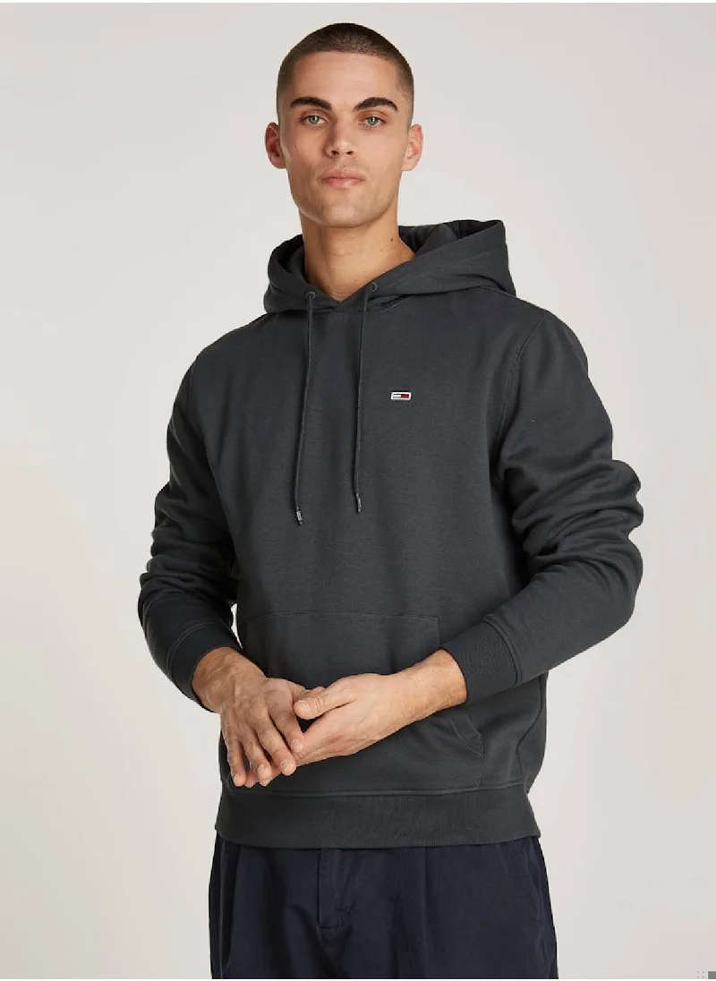 TOMMY JEANS Men's Regular Fit Flag Hoodie, Grey - Cotton