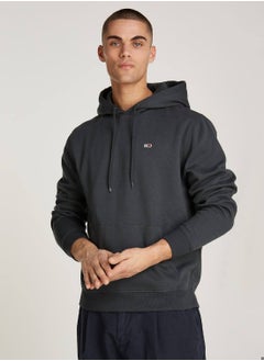 TOMMY JEANS Men's Regular Fit Flag Hoodie, Grey - Cotton  - Image 1