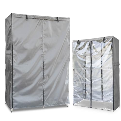 okcool Waterproof Shelf Cover,600D Heavy Duty Wire Shelving Unit Cover,Shelf Display Rack Protector Cover with Zipper,One Side See Through Panel.(Grey,Fits 48" Wx18 Dx72 H Shelves) - Image 1