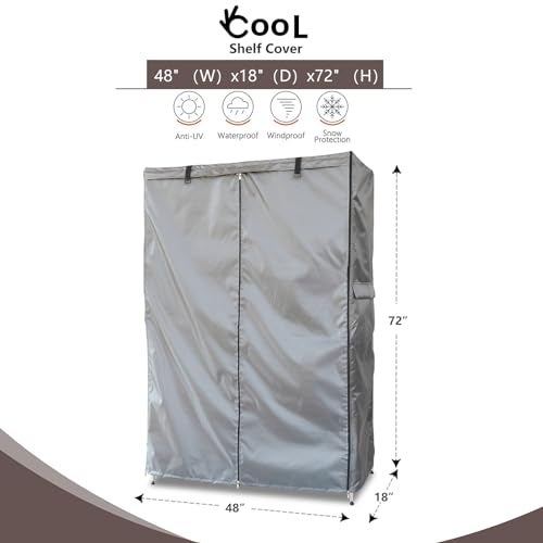okcool Waterproof Shelf Cover,600D Heavy Duty Wire Shelving Unit Cover,Shelf Display Rack Protector Cover with Zipper,One Side See Through Panel.(Grey,Fits 48" Wx18 Dx72 H Shelves) - Image 2