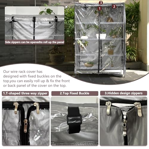 okcool Waterproof Shelf Cover,600D Heavy Duty Wire Shelving Unit Cover,Shelf Display Rack Protector Cover with Zipper,One Side See Through Panel.(Grey,Fits 48" Wx18 Dx72 H Shelves) - Image 4