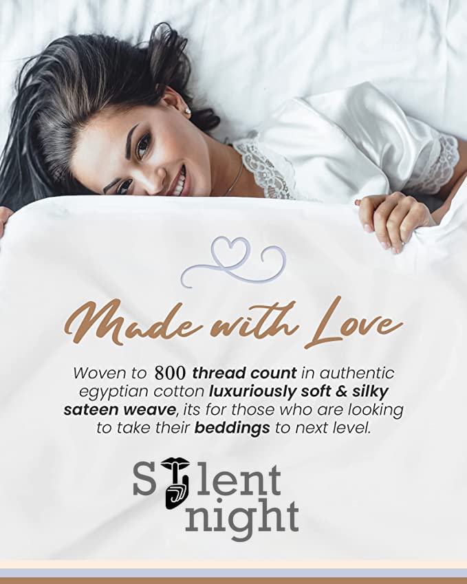 Silentnight Pillow Shame Cushion Cover 100% Egyptian Cotton European Square Pillow Shams Set of 2 White Solid 800 Thread Count Pack of 2 Euro (28" x 28") White Solid - Image 4