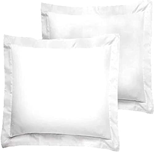 Silentnight Pillow Shame Cushion Cover 100% Egyptian Cotton European Square Pillow Shams Set of 2 White Solid 800 Thread Count Pack of 2 Euro (28" x 28") White Solid - Image 2
