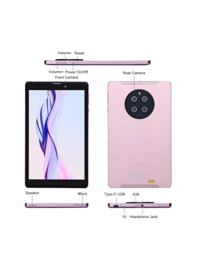 CM815 Tablet  8-inch screen LTE connectivity supports 5G band Wi-Fi connection equipped with 8GB RAM and 512GB storage space with a durable shock-resistant cover(Pink)