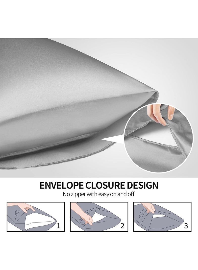 VITION Satin Silk Pillow Case Cover for Hair and Skin, Soft Breathable Smooth Both Sided Silk Pillow Cover Pair (Queen - 50 x 75cm - 2pcs - Silver) - Image 5