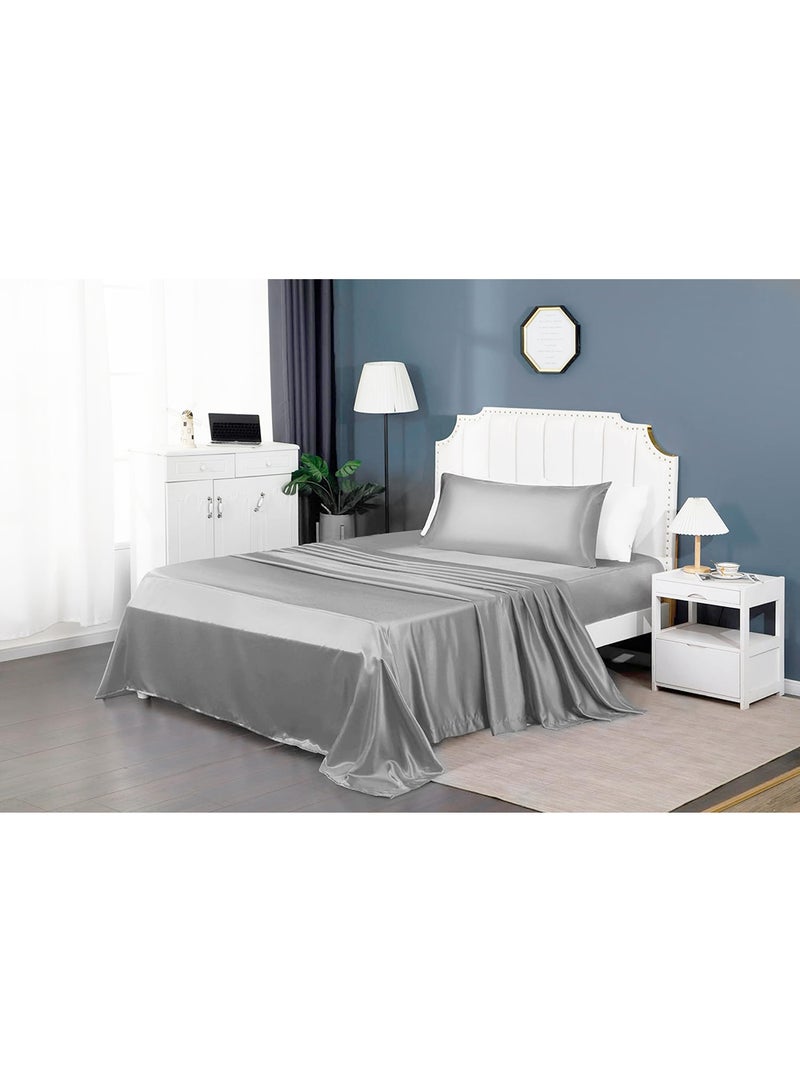 VITION Satin Silk Pillow Case Cover for Hair and Skin, Soft Breathable Smooth Both Sided Silk Pillow Cover Pair (Queen - 50 x 75cm - 2pcs - Silver) - Image 4