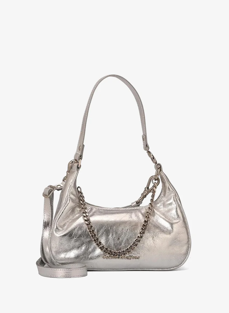 Carmen Steffens  Half-Moon Silver Leather Bag with Chain for Women | Best Price UAE