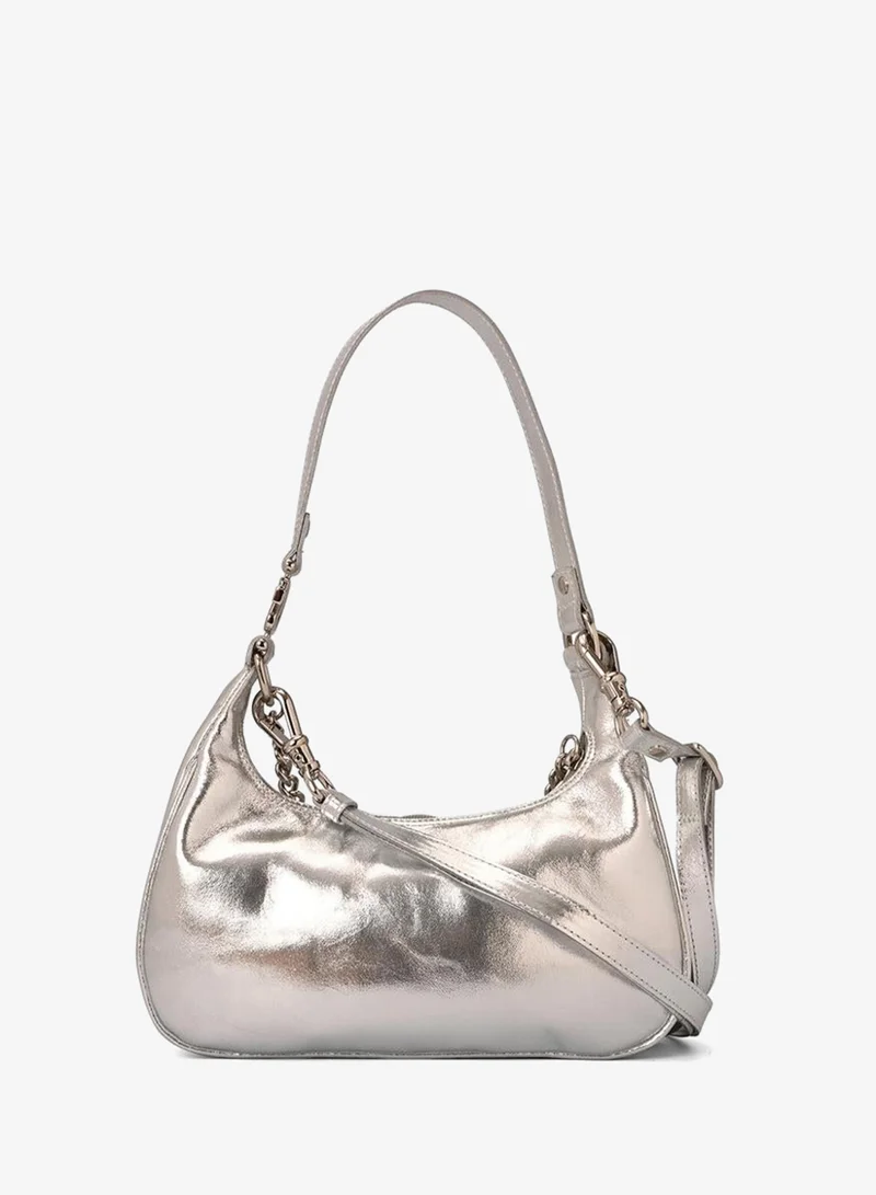 Carmen Steffens  Half-Moon Silver Leather Bag with Chain for Women | Best Price UAE