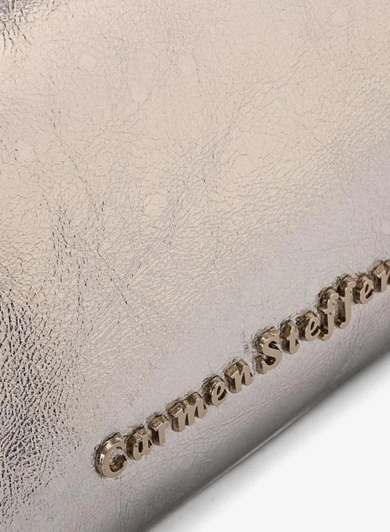 Carmen Steffens  Half-Moon Silver Leather Bag with Chain for Women | Best Price UAE