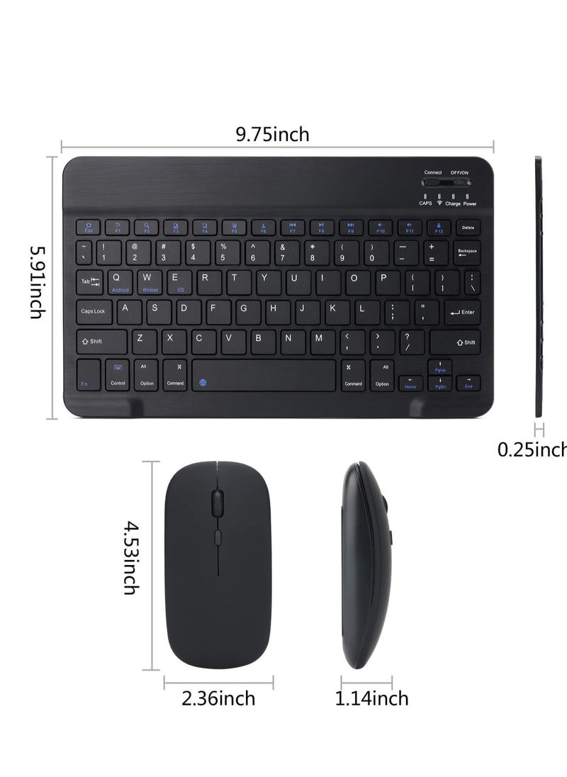 DUSALA Rechargeable Bluetooth Keyboard and Mouse Combo Ultra-Slim Portable Compact Wireless Mouse Keyboard Set for Android Windows Tablet Cell Phone iPhone iPad Pro Air Mini, iPad OS/iOS (Black) - Image 3