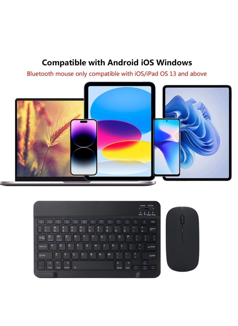 DUSALA Rechargeable Bluetooth Keyboard and Mouse Combo Ultra-Slim Portable Compact Wireless Mouse Keyboard Set for Android Windows Tablet Cell Phone iPhone iPad Pro Air Mini, iPad OS/iOS (Black) - Image 5