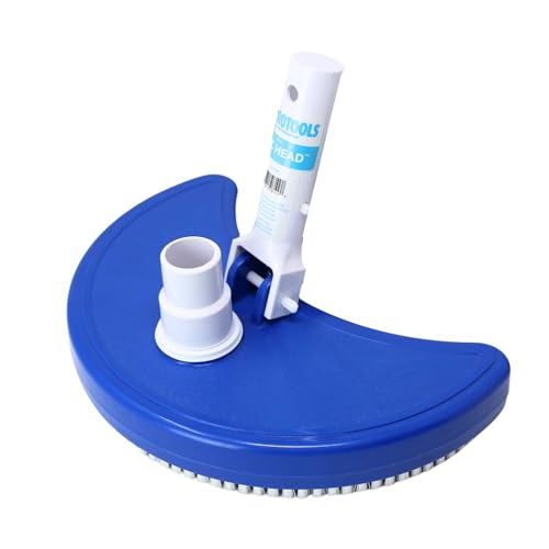 SWIMLINE HYDROTOOLS Manual Pool Vacuum Head Attachment For Inground & Above Ground Pools |Weighted Swimming Pool Vac Head Half Moon W/ Bristles| Swivel Hose 1-1/4 or 1-1/2’’| Clean Debris Corners - Image 1