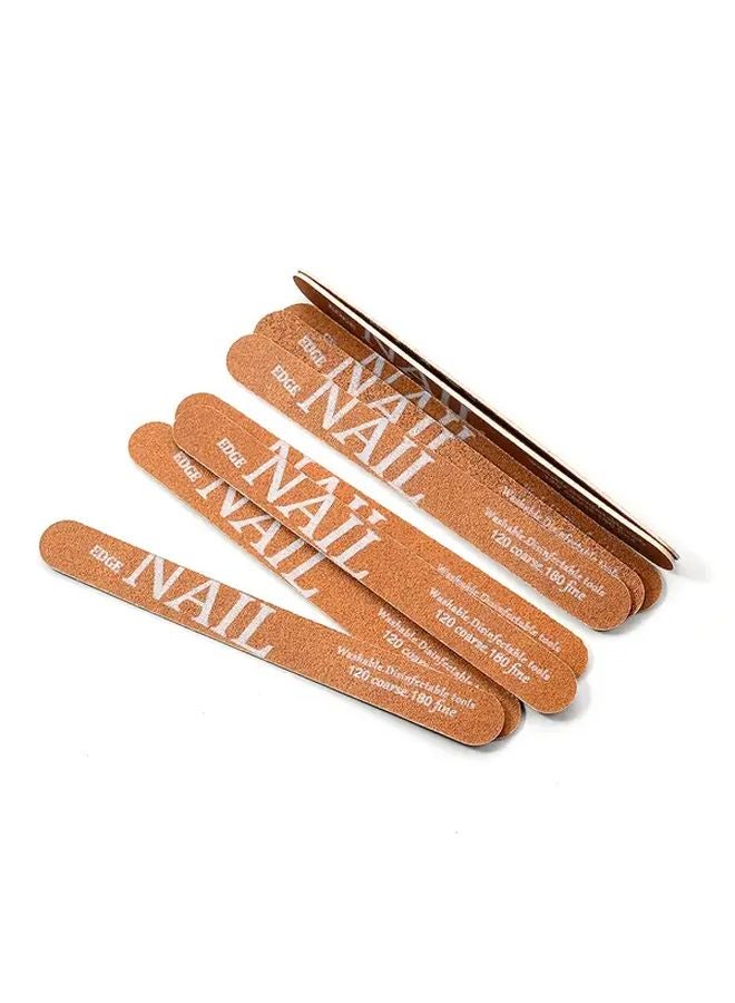 10 قطع من مبردات الأظافر الخشبية البنية 7 بوصات 120-180 حبيبة قابلة للغسيل مجموعة أدوات مانيكير محمولة - Image 3