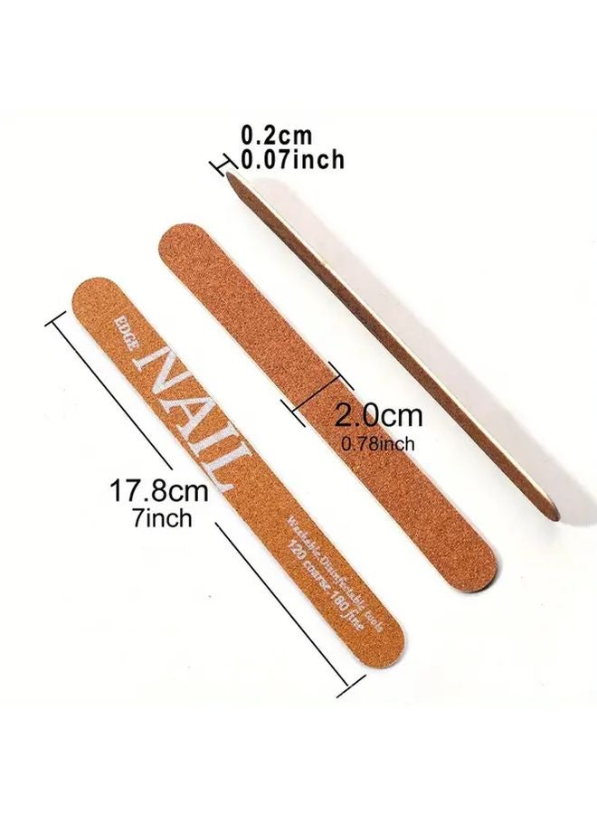 10 قطع من مبردات الأظافر الخشبية البنية 7 بوصات 120-180 حبيبة قابلة للغسيل مجموعة أدوات مانيكير محمولة - Image 5