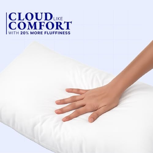 Welspun Dream Nest Microfiber 90 GSM Plain Pillows – Pack of 2 | Super Soft, Breathable & Lightweight Bed Pillows – 43 x 68Cm – White - Image 3