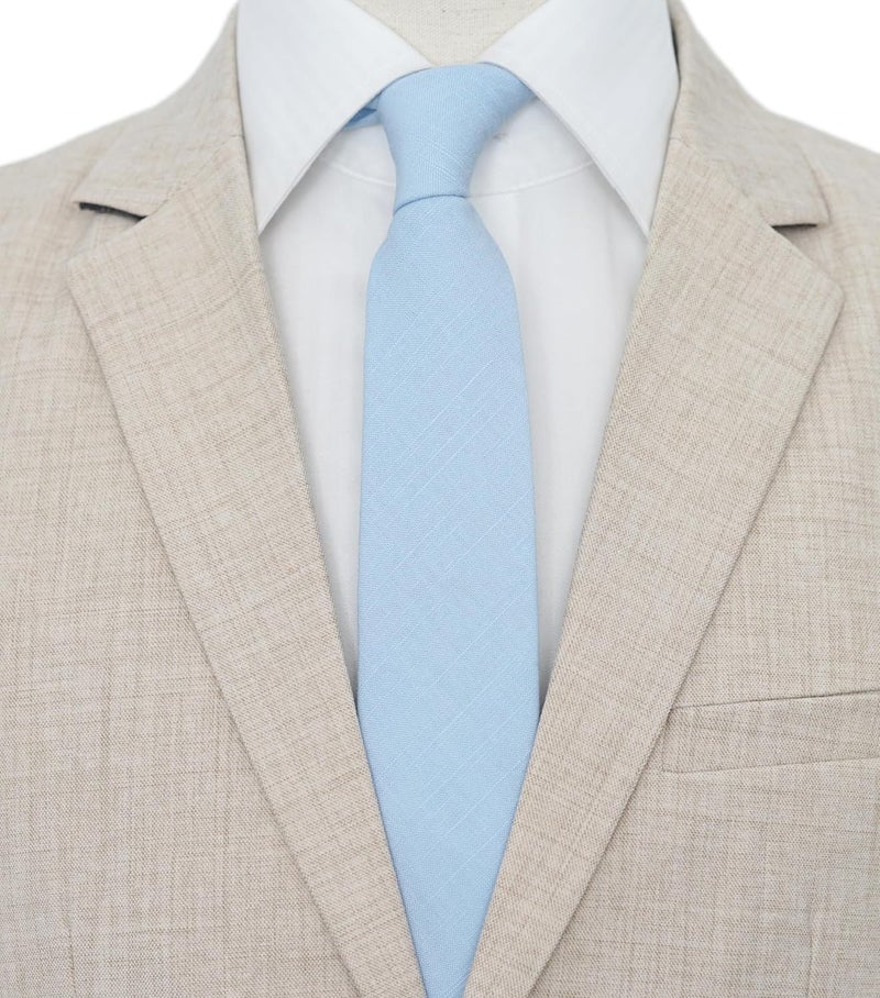 BELLUNO Men's Skinny Ties, Cotton Linen Blend 2.5 inch Solid Neckties - Image 2