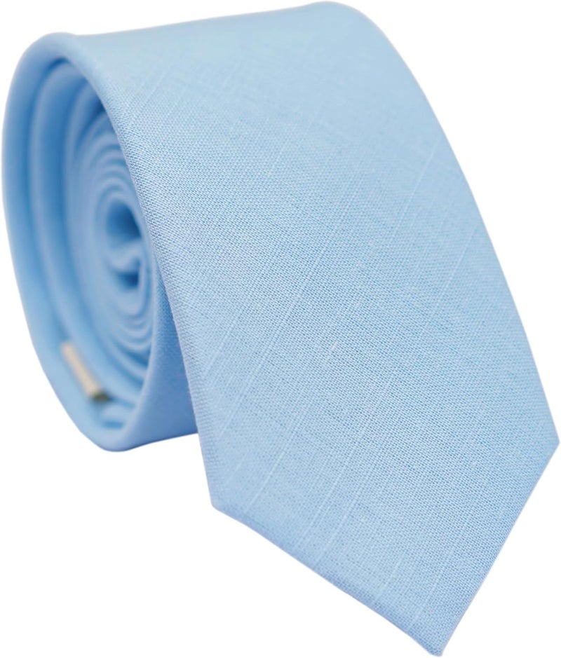 BELLUNO Men's Skinny Ties, Cotton Linen Blend 2.5 inch Solid Neckties - Image 1