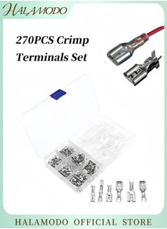 HALAMODO 270PCS Crimp Terminals Set Assorted Male Female Insulated Electrical Wire Terminals Crimp Connectors Spade Set with Insulating Sleeve  - Image 1