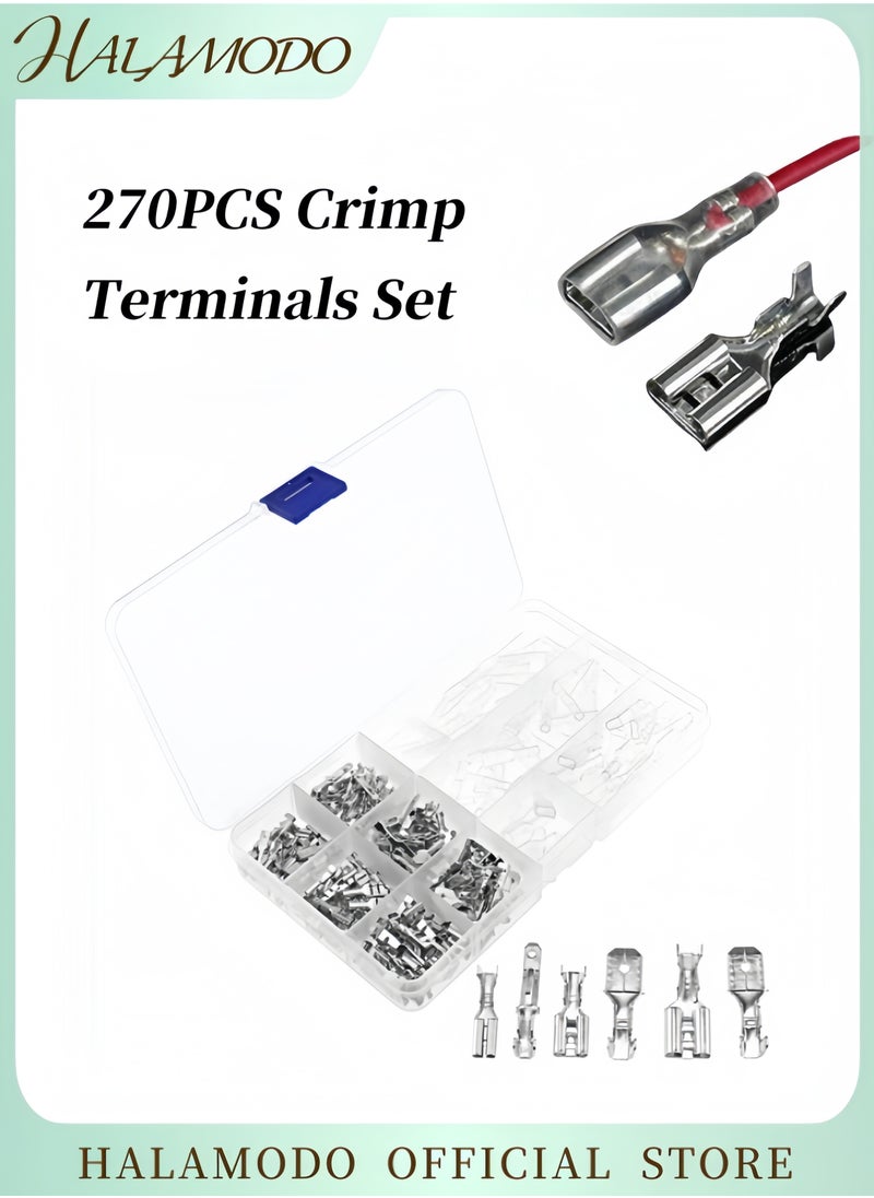 HALAMODO 270PCS Crimp Terminals Set Assorted Male Female Insulated Electrical Wire Terminals Crimp Connectors Spade Set with Insulating Sleeve  - Image 1
