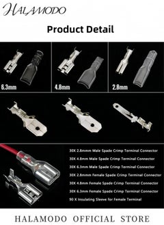 HALAMODO 270PCS Crimp Terminals Set Assorted Male Female Insulated Electrical Wire Terminals Crimp Connectors Spade Set with Insulating Sleeve  - Image 5