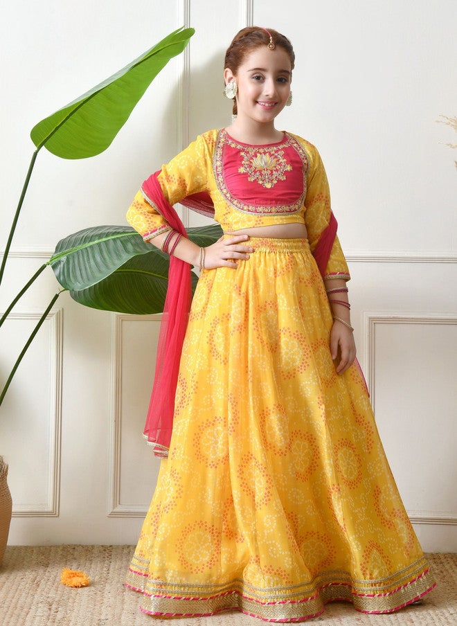 Indi-Loom Couture Girls Embroidered Ready to Wear Lehenga & Blouse With Dupatta - Image 2
