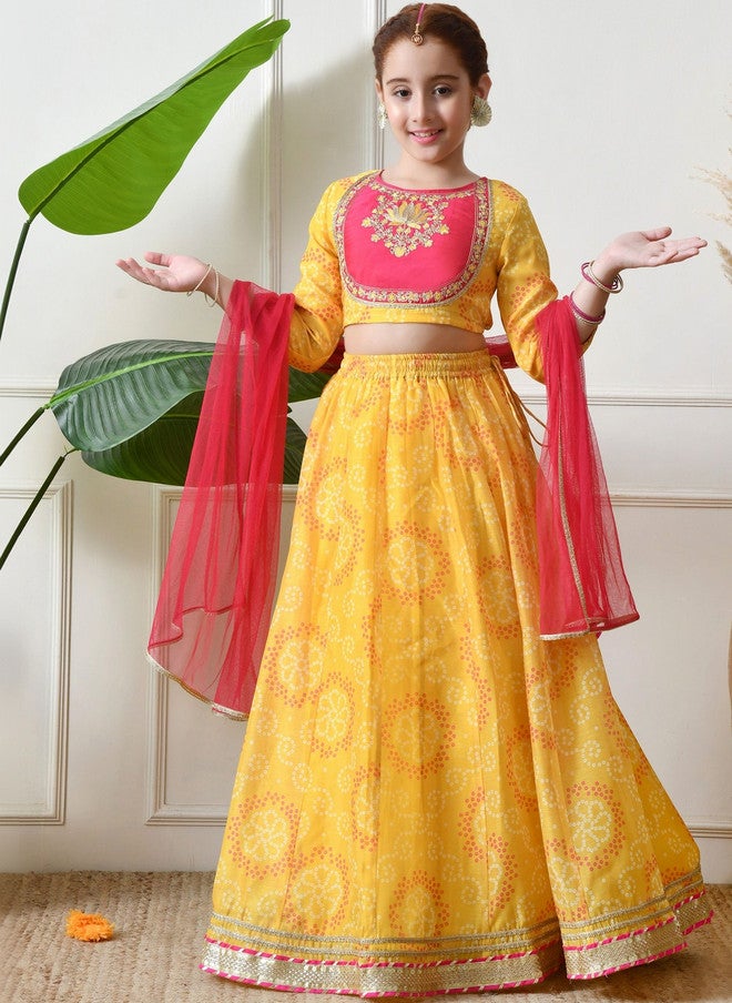 Indi-Loom Couture Girls Embroidered Ready to Wear Lehenga & Blouse With Dupatta - Image 1