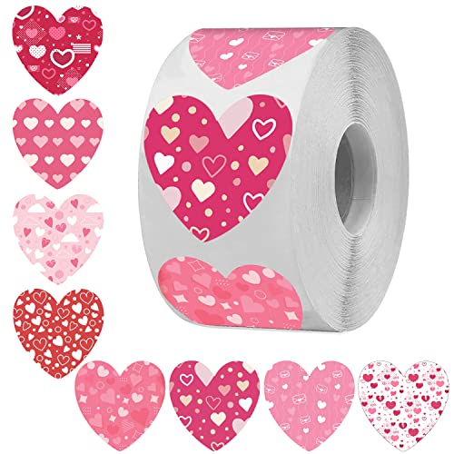 Wonder Hub WonderHub (Pack of 500) Attractive 8 Different Design Heart Shaped Stickers for Art & Craft, Envelope Seal and Small Business - Image 1