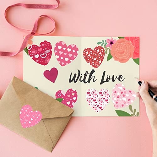 Wonder Hub WonderHub (Pack of 500) Attractive 8 Different Design Heart Shaped Stickers for Art & Craft, Envelope Seal and Small Business - Image 4