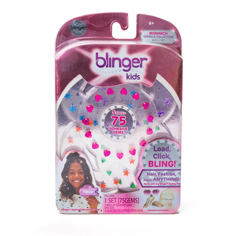 blinger Sparkle Collection Refill Pack Queen 5 Discs 75 Rhinestones Bling In Brush Out Works with blinger Hair Styling Tool Multicolored - Image 2