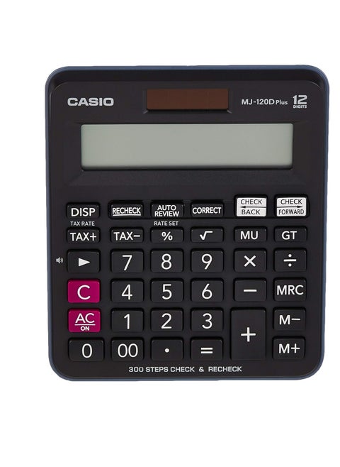 Casio MJ-120D Plus - BK, 300 Steps Check and Correct, Desktop Calculator with Tax & GT Keys