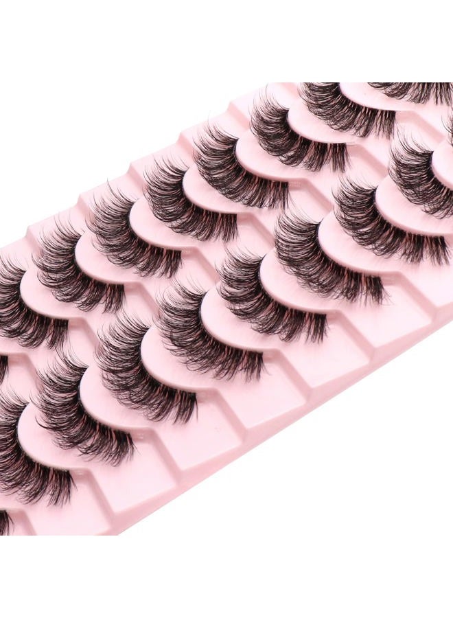 Veleasha Clear Band Lashes 10 Pairs Pack D Curl Russian Strip Lashes,Natural Look Transparent Soft Band Faux Mink Eyelashes for Eye Makeup (D03-T) - Image 4