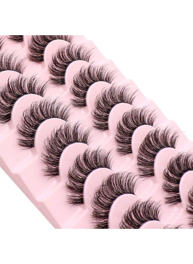 Veleasha Clear Band Lashes 10 Pairs Pack D Curl Russian Strip Lashes,Natural Look Transparent Soft Band Faux Mink Eyelashes for Eye Makeup (D03-T) - Image 3