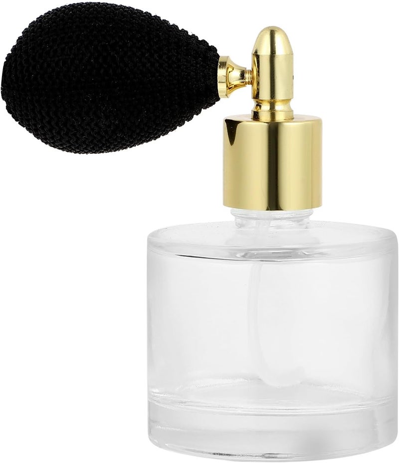 زجاجة عطر قديمة سعة 50 مل مع رشاش بلمبة ذهبية، رذاذ عطر قابل لإعادة التعبئة للاستخدام أثناء السفر، حاوية رذاذ عطر محمولة - Image 1