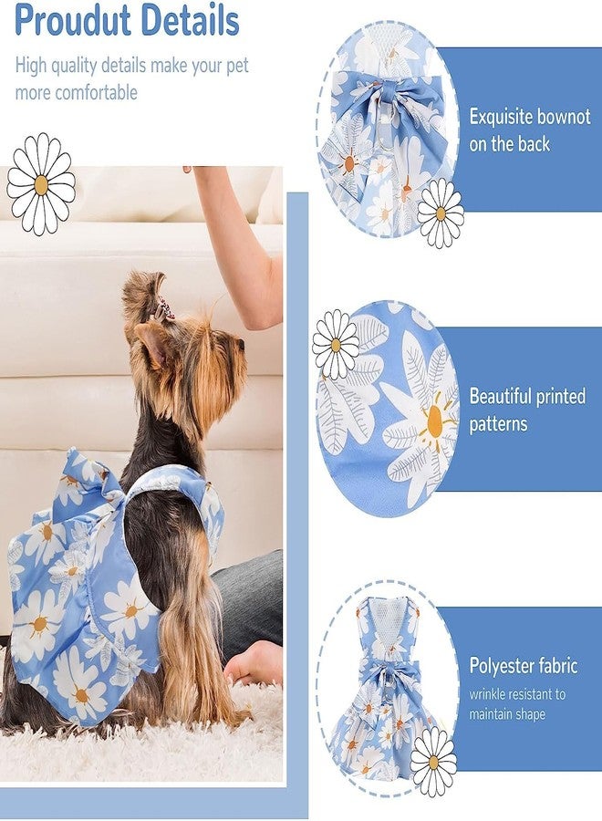 PETANGEL Dog Harness Dress for Small Dogs Puppy Kitten Harness and Leash Set with Cute Bowknot Daisy Pattern Princess Dress for Chiuhuahua, Yorkshire, Toypom Cats etc (Size:S, Chest: 35cm) - Image 2