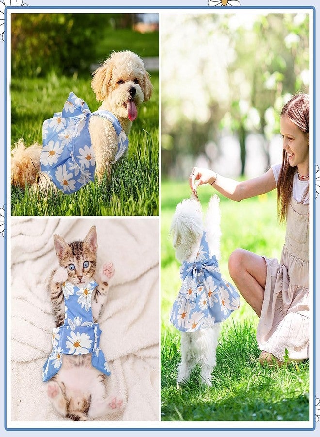PETANGEL Dog Harness Dress for Small Dogs Puppy Kitten Harness and Leash Set with Cute Bowknot Daisy Pattern Princess Dress for Chiuhuahua, Yorkshire, Toypom Cats etc (Size:S, Chest: 35cm) - Image 4