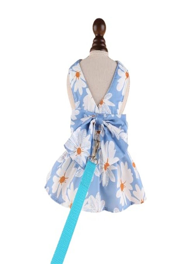 PETANGEL Dog Harness Dress for Small Dogs Puppy Kitten Harness and Leash Set with Cute Bowknot Daisy Pattern Princess Dress for Chiuhuahua, Yorkshire, Toypom Cats etc (Size:S, Chest: 35cm) - Image 1